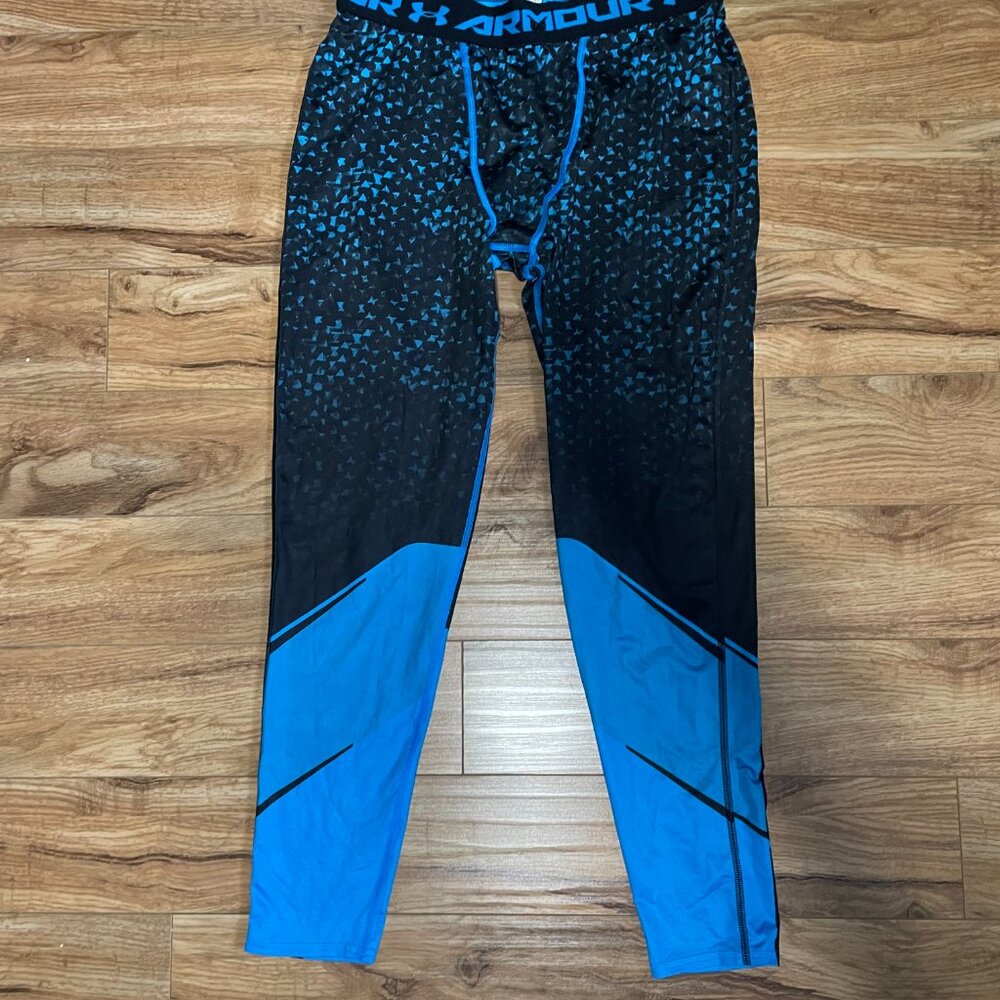 Under Armour UA Heatgear Compression Leggings Tights Blue Black - Size 2XL